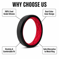 Bague en silicone HM-48 à bord ciselé OEM ODM pour hommes et femmes, alliance souple et respirante en caoutchouc pour la gym, l'entraînement et le quotidien