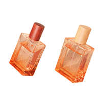 Vente en gros de flacons de parfum en verre rechargeables de style vintage, 50 ml, design carré plat avec boîte cadeau élégante