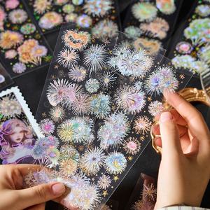 Laser Gold Landscape Decor <strong>Stickers</strong> Colorful Fireworks Decorative <strong>Stickers</strong> Diy Scrapbooking Journal Decor Pet <strong>Sticker</strong> - Product Image 1