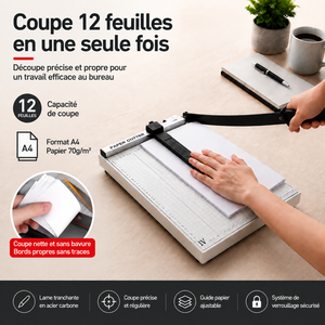 Massicot Papier A4 Manuel 12 Feuilles Coupe-Papier Guillotine Bureau Ecole Imprimerie Lame Acier Précision - Product Image 2
