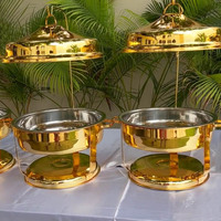 Plat à Frotter Chaud Vente 9L pour Fête Mariage, Équipement avec Couvercle Suspendu, Chauffe-Plats de Buffet Traiteur Professionnel, Kit Réchaud Alimentaire