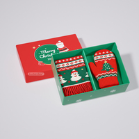 Boîte d'emballage de luxe pour écharpes et chaussettes de Noël, avec couvercle et base en carton blanc recyclable, logo personnalisé