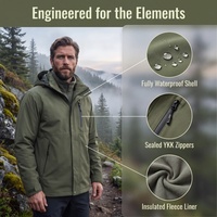 Veste longue unisexe 3-en-1 imperméable coupe-vent à capuche zippée en softshell, fonctionnelle pour l'extérieur, designs tendance, stock usine