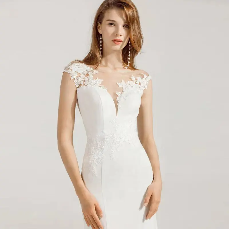 2023 Floral Print V Neck bridals Wedding Dress Embroidery mermaid chapel Train embroidered bridal gowns