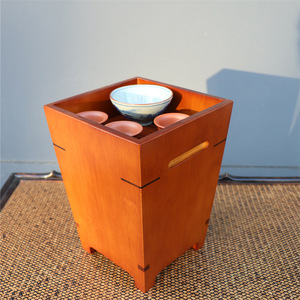 Bamboo Tea Bucket Square Water Container Eco-Friendly Tea Filtering Bucket Tabletop Use - Product Image 1