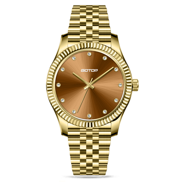 Elegant Gold Luxury Ladies Branded Watches Custom New Design Women's Antique Fashion Watches 18mm Buckle Clasp Pointer Dial