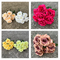 Nieuwe 9-Head Beam Angle Diy Floral Design Zachte Rozen Gele Rose Bruiloft Simulatie Bloemen Groothandel Fabriek Buitenlandse Handel