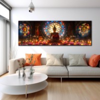 Art mural zen moderne de luxe en verre teinté, peinture sur porcelaine cristalline, impression HD sur toile, cadre en alliage d'aluminium, éclairage aux chandelles