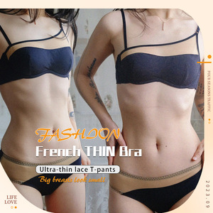 ชุดชั้นในลูกไม้แบบตาข่ายเย็บต่อกัน เนื้อผ้านุ่ม ระบายอากาศได้ดี ชุดบราและกางเกงในเซ็กซี่แบบสองชิ้น - Product Image 6