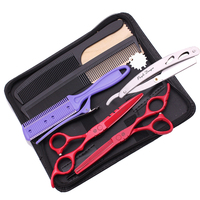 Kit de Salon Professionnel : Ciseaux de Barbier en Acier Japonais, Ciseaux Droits et Effileurs, Peigne pour Salons et Barbiers, Affûtage de Précision 1010