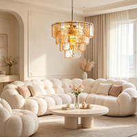 Nouveau design moderne de luxe, lustre d'intérieur pour hôtel, lampe suspendue pour salon, lustre en verre de Murano, structure en fer, taille moyenne