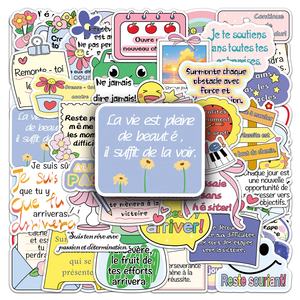 50 autocollants graffiti inspirants français, phrases et phrases à énergie <span class=keywords><strong>positive</strong></span>, tasse d'eau décorative étanche et - Product Image 2