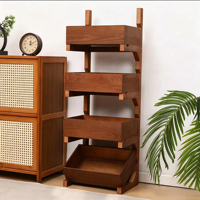 Mini panier de rangement multicouche en bois massif sculpté pour maison de poupée, bac d'organisation, accessoires de décoration pour maison de poupée