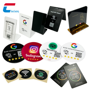 Tùy chỉnh NFC menu đứng tấm Acrylic thẻ Google xem xét NFC sản phẩm - Product Image 1