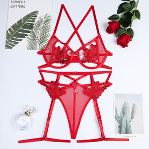 Conjunto de Lencería Sexy y Erótica con Aberturas y Brillos, Sujetador y Braguita con Tirantes, de Lujo, en Oferta - Product Image 5