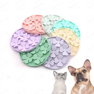 개 핥는 매트 다채로운 꽃잎 애완 동물 실리콘 슬로우 푸드 훈련 수유 패드