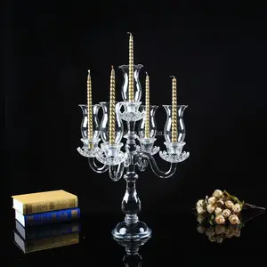 70cm tall elegant home party rent 5 branch candle stand with crytal
