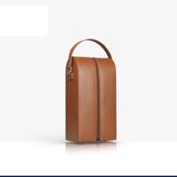 Boîte à vin élégante en cuir de luxe avec fermeture à bouton, étui de voyage protecteur, taille personnalisable - Marron/Noir, emballage cadeau
