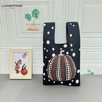 Landfond Fashion Style Luxury Designer Vintage Bag Melon et Fruit Pattern Casual Tote Handbag Vest Knitted Shopping Bag