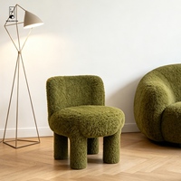 Fauteuil d'appoint Boucle - Canapé simple 4 pieds en polaire Teddy - Fauteuil moelleux en fausse fourrure bouclée pour salon et chambre modernes