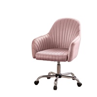 Fauteuil de bureau ergonomique en velours rose avec roulettes, design réglable en hauteur, rembourré et vert, pour ordinateur