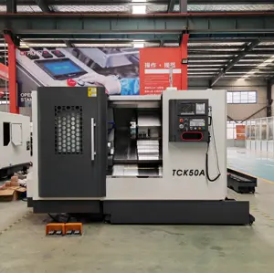 공장 콘센트 TCK50A 경사 침대 cnc 선반 기계 12 서보 터렛 cnc 터닝 센터