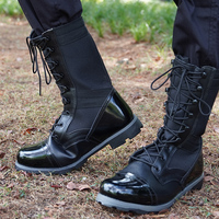 Bottes tactiques en cuir véritable noir de haute qualité, embout renforcé, semelle antidérapante en PVC, imperméables, légères, respirantes, à lacets, pour l'été
