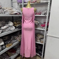 Robe longue moulante sans dos ni manches avec strass pour femme, robe de soirée