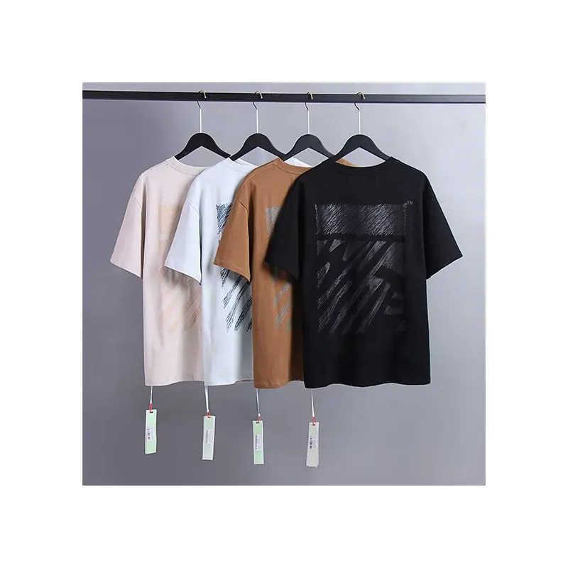 180-250gsm Katoenen Streetwear Luxe Kwaliteit Schets Diagonale Strepen Zomer Heren Tshirt