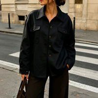 Veste décontractée ample en faux daim pour femme, style streetwear transfrontalier euro-américain, à manches longues, avec poches à revers