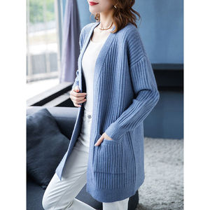 Wholesale Women's Casual Button V-Neck Solid Color <strong>Knitted</strong> Long Sleeve Cardigan <strong>Sweater</strong> for Autumn Winter - Product Image 5