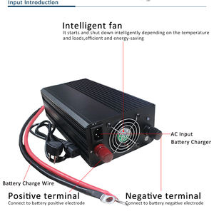 Convertisseur de courant continu en courant alternatif monophasé, chargeur de batterie 500W-1200W 12V-24V-110V-220V, réseau solaire, onde sinusoïdale modifiée, appareil ménager 90% - Product Image 4