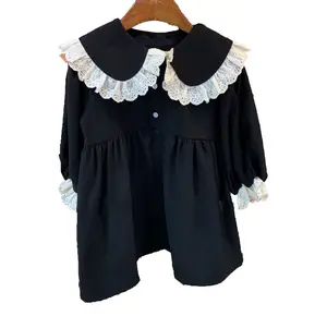 2020 printemps Enfants Robes De Fête Bébé Filles Vêtements Blouses Robe Coton Lin À Manches Longues Robe de Princesse Coréenne Style Japon