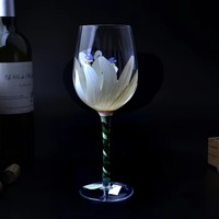 Verre à vin rouge peint à la main en gros, motif floral avec papillon, verre à vin haut, verre floral brisé, pour salon