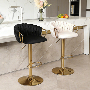 Tabouret <span class=keywords><strong>de</strong></span> <span class=keywords><strong>bar</strong></span> pivotant moderne <span class=keywords><strong>de</strong></span> luxe pour hôtel, café, comptoir, <span class=keywords><strong>chaise</strong></span> <span class=keywords><strong>de</strong></span> <span class=keywords><strong>bar</strong></span> pivotante avec structure en métal et revêtement en velours - Product Image 1