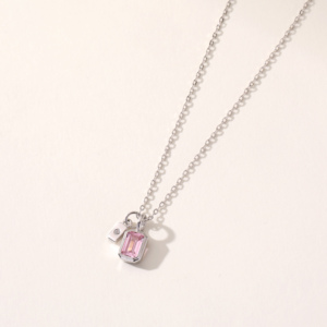 Collana all'ingrosso in ottone per ragazze affascinante quadrato Birthstone taglio smeraldo ciondolo con Zirconia regalo della <span class=keywords><strong>donna</strong></span> - Product Image 2