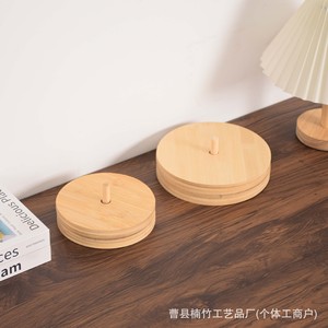 Posavasos redondo de bambú, tapete aislante del calor para vajilla de cocina, tapa para taza, color sólido - Product Image 5