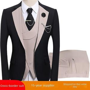 Costume de mariage Shengqiu pour marié, costume trois pièces ajusté pour hommes, commerce extérieur, en stock - Product Image 2