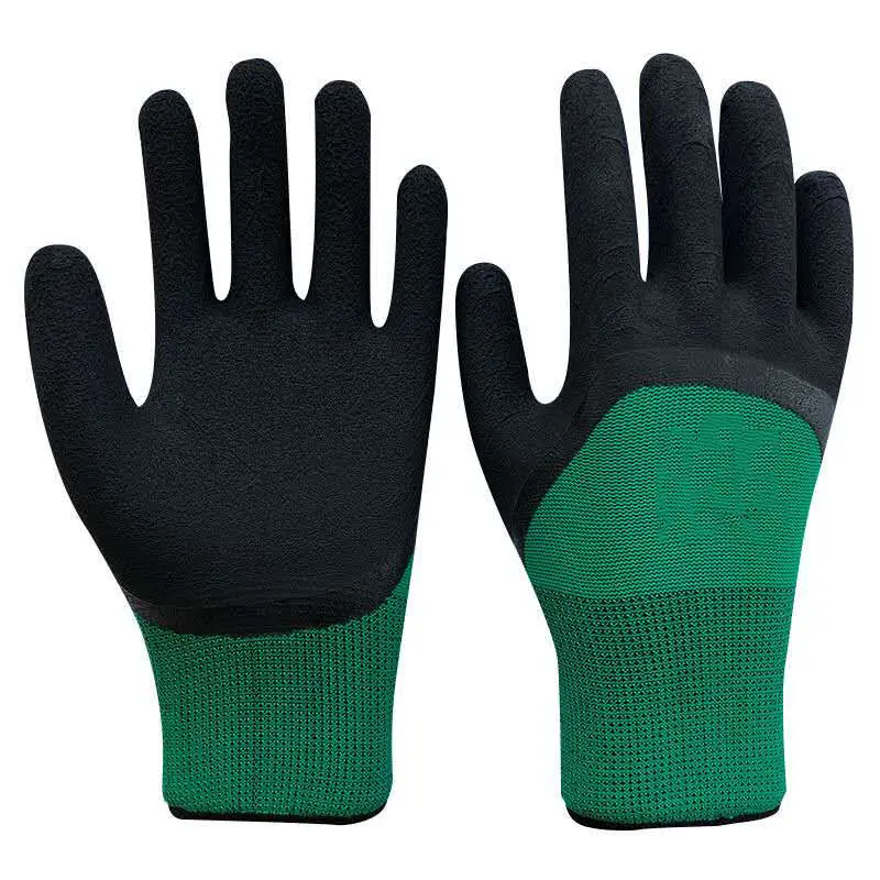 Guantes de espuma de látex baratos de alta calidad con logotipo personalizado de Shuoya, guantes de trabajo protectores antideslizantes resistentes al desgaste, guantes de construcción