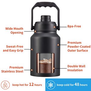 <span class=keywords><strong>Botella</strong></span> de Agua Deportiva Personalizada Negra de 64 oz/128 oz, de Acero Inoxidable, Sellada al Vacío, con Asa y Bolsa - Product Image 3