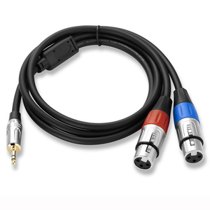 Bochara 3.5mm stéréo <span class=keywords><strong>Jack</strong></span> mâle vers double <span class=keywords><strong>XLR</strong></span> <span class=keywords><strong>femelle</strong></span> OFC câble Audio feuille + tressé blindé Audio professionnel 1m 2m 3m - Product Image 3