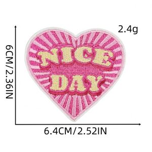 Nuevo parche termoadhesivo bordado de letras y corazón, en colores rojo y rosa, con diseño 'Nice Day' y 'Love', para decoración de ropa, sombreros y como regalo - Product Image 3