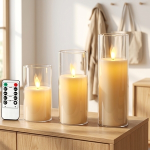 Ensemble de 5 bougies <span class=keywords><strong>LED</strong></span> en verre blanc de Matti pour la décoration de la maison - Product Image 3