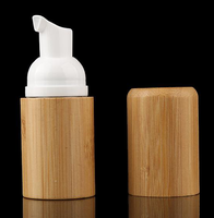 Distributeur de mousse en bambou, flacon de luxe en plastique de 50 ml avec bouchon en bambou, logo gravé personnalisé