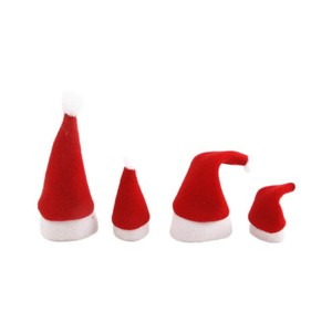 Juego de cubiertos con diseño de gorro navideño de terciopelo rojo de 4*7cm y 6*12cm para decoración de mesa navideña - Product Image 5