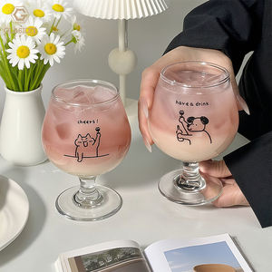 Coréen mignon chiot Brandy Snifters Cognac lunettes motif personnalisé verre gobelet 350ml fruits verre à vin - Product Image 4