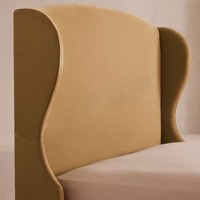 Lit double moderne français en velours écologique avec dossier haut 1,8 m, lit de style princesse américaine pour maison d'hôtes