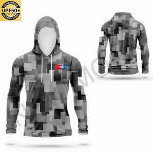 UPF50+ Men's Quick Dry Fishing Hoodie Long Sleeve UV Protection Breathable Polyester Customized Logo and Sublimation Printing - Product Image 5