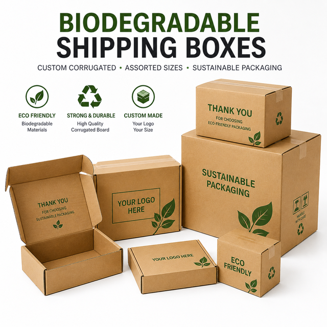 B Flute Custom  Biodegradable Shipping Boxes Assorted  Custom Corrugated   Boxes for Shipping