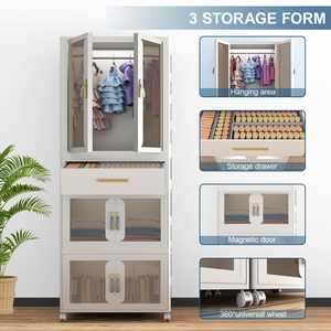 <span class=keywords><strong>Armario</strong></span> Portátil para Niños, Organizador de Plástico con Puerta Magnética, <span class=keywords><strong>Armario</strong></span> Plegable, <span class=keywords><strong>Armario</strong></span> de Almacenamiento para Dormitorio - Product Image 6